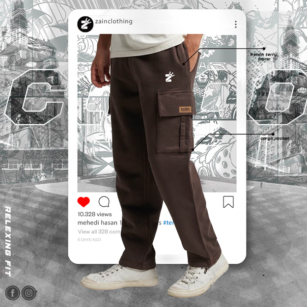 COFFEE SOLID COLOR CARGO JOGGERS 